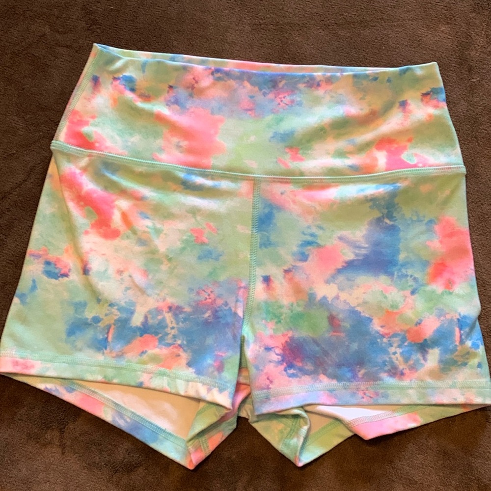 Fleo Cloud Wish Rainbow Tie Dye High Rise Biker Shorts